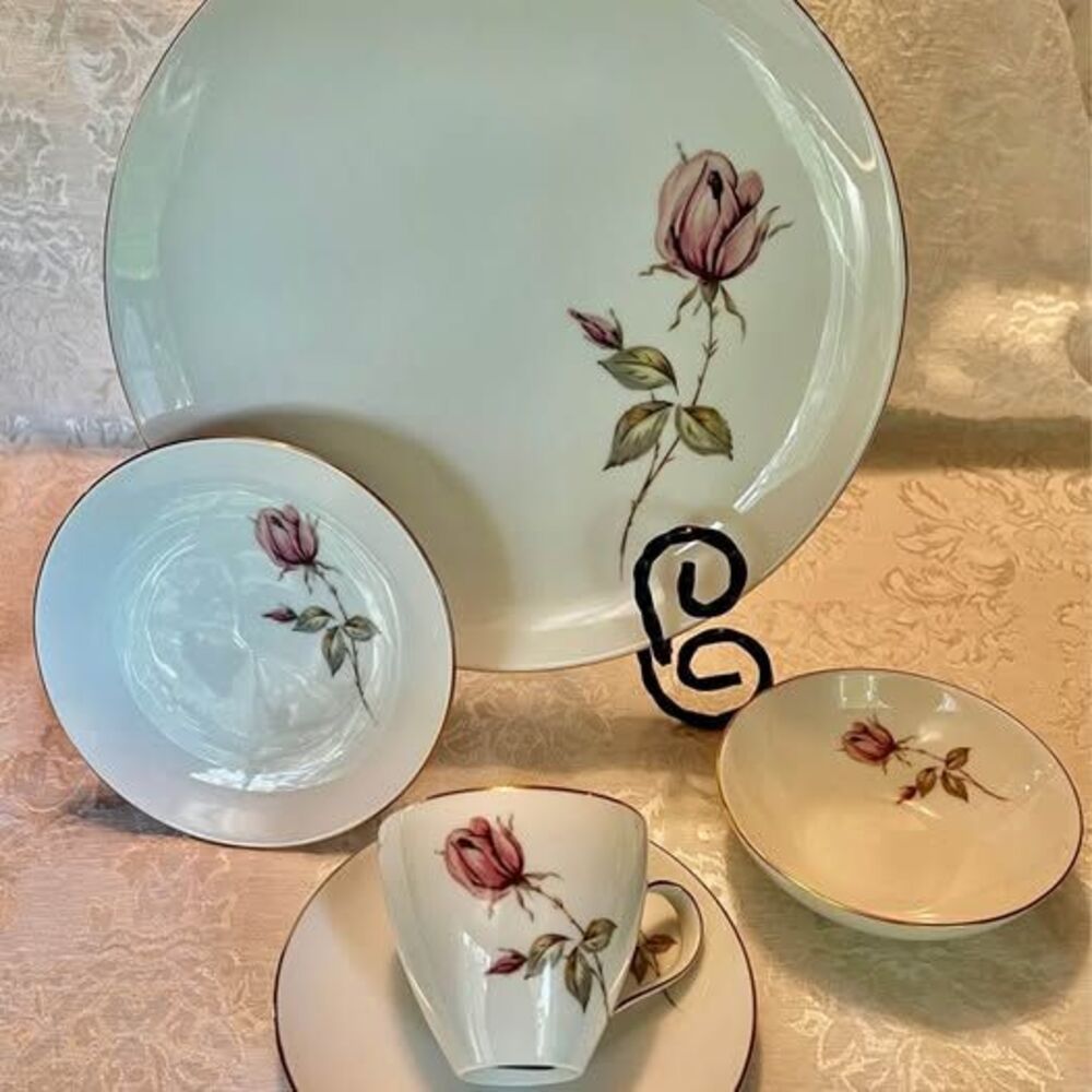 John Haviland China, Pink Summer Rose Pattern 5 piece place setting